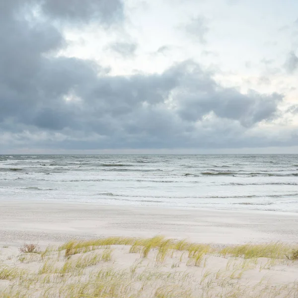 Orilla Del Mar Báltico Atardecer Cielo Claro Atardecer Nubes Brillantes — Foto de Stock