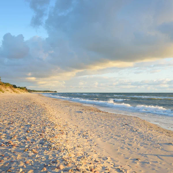 Panoramic View Baltic Sea Shore Sunset Dramatic Cloudscape Glowing Clouds — Stock Photo, Image