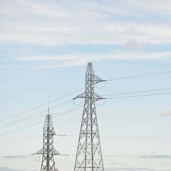 Electricity Power Line Dramatic Sky Concept Urban Landscape Energy Power — Stockfoto
