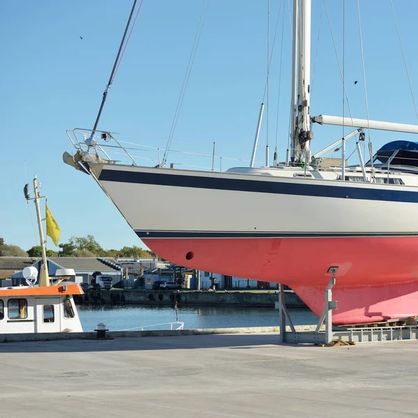 Crociera Piedi Barca Vela Piedi Terra Porto Turistico Yacht Trasporti — Foto Stock
