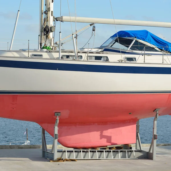 Crociera Piedi Barca Vela Piedi Terra Porto Turistico Yacht Trasporti — Foto Stock