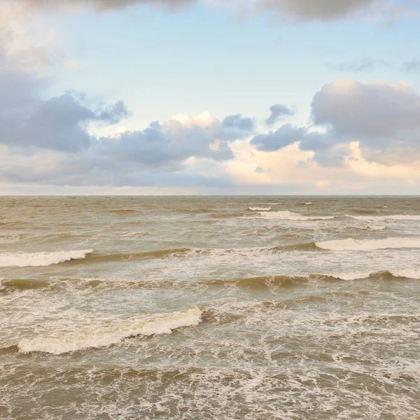 Baltic Sea Sunset Dramatic Sky Blue Pink Glowing Clouds Golden — стоковое фото