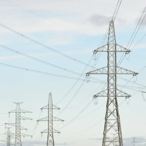 Electricity Power Line Dramatic Sky Concept Urban Landscape Energy Power — Stock Photo, Image