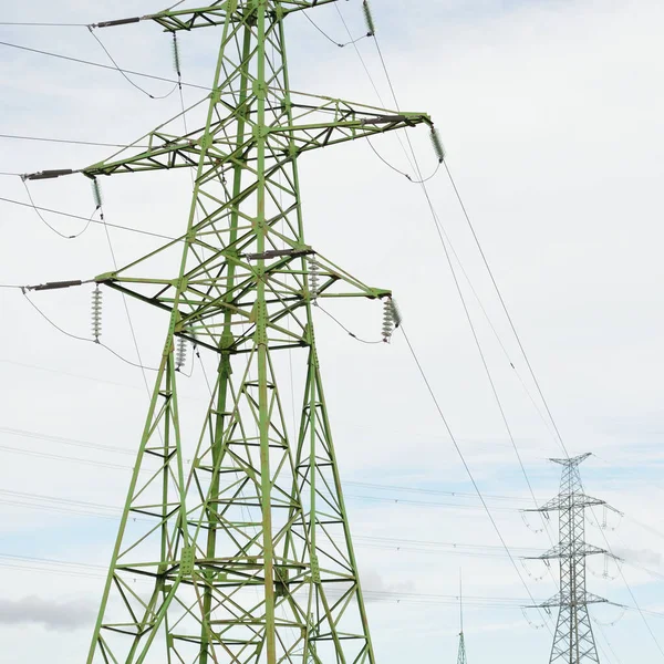 Electricity Power Line Dramatic Sky Concept Urban Landscape Energy Power — Stock Photo, Image