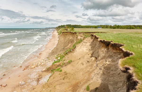 Östersjön Stranden Solig Dag Sanddyner Sanddyner Pittoresk Panoramautsikt Över Luften — Stockfoto