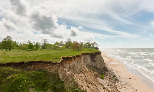 Östersjön Stranden Solig Dag Sanddyner Sanddyner Pittoresk Panoramautsikt Över Luften — Stockfoto