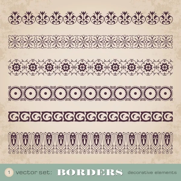 Borders decorative elements set 1 — Stock Vector