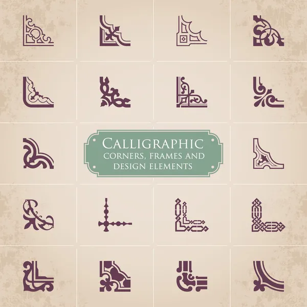 Kalligrafische hoeken, frames en ontwerpelementen set 1 Vectorbeelden
