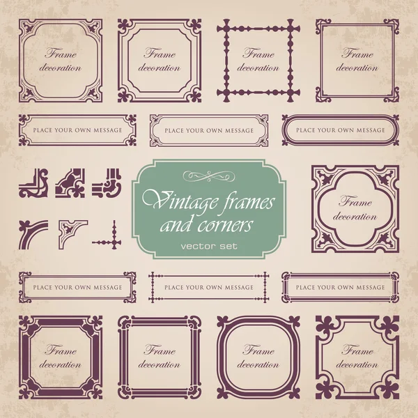 Vintage frames en hoeken set 1 — Stockvector