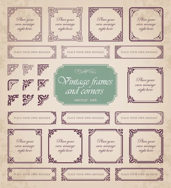 Vintage çerçeveleri ve köşeleri 2 set