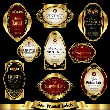 Gold framed labels set 2 clipart