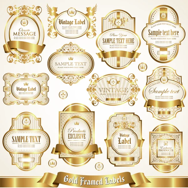 White gold-framed labels set 1 — Stock Vector