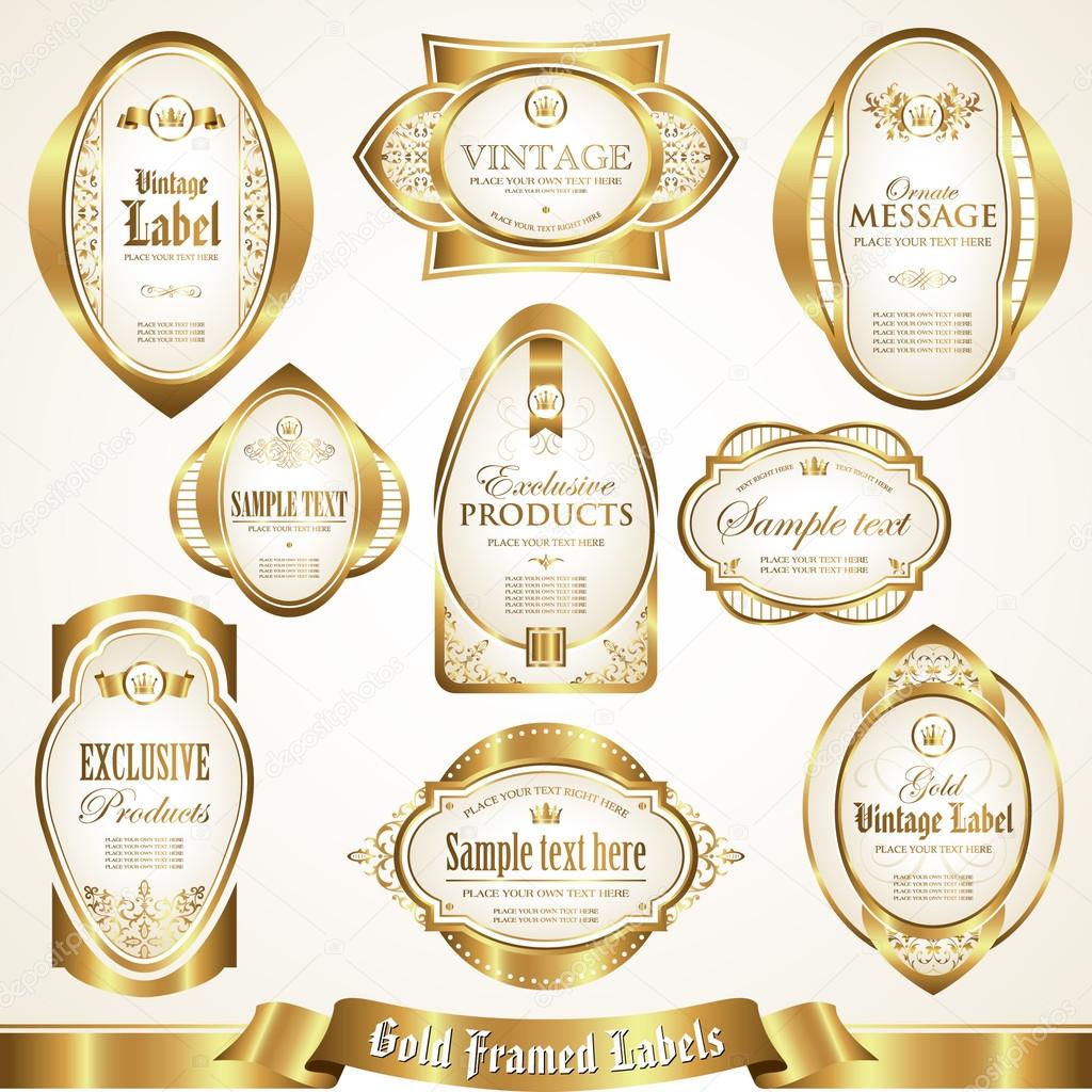 White gold-framed labels set 2