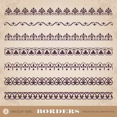 Kenarlıklar dekoratif öğeler 3 set