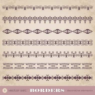 9 Kenarlıklar dekoratif öğeler ayarla