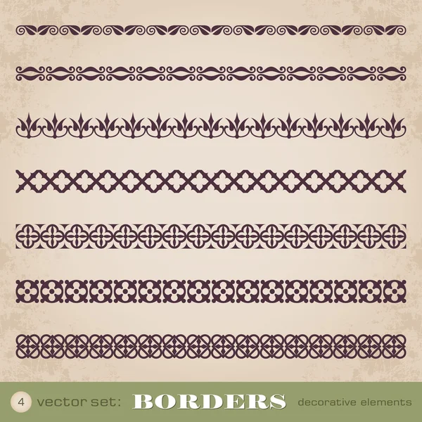 Fronteras elementos decorativos conjunto 4 — Vector de stock