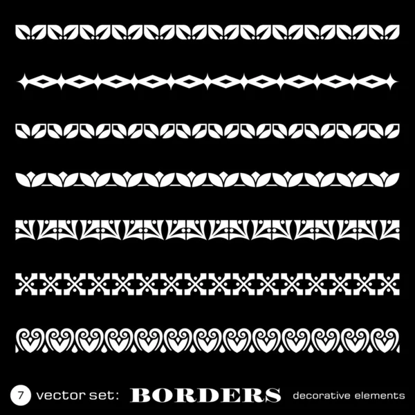 Fronteras decorativas aisladas sobre fondo negro - set 7 — Archivo Imágenes Vectoriales