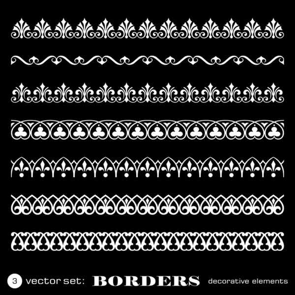 Decorative borders isolated on black background - set 3 — Stock Illustration Decorative borders isolated on black background - set 3 Vector Graphics