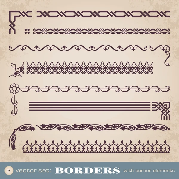 Borders with corner elements - set 2 — Stock Vector