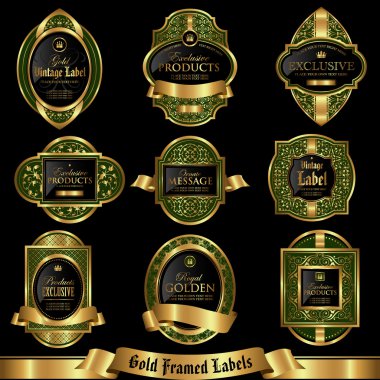 Gold framed labels set 5 clipart