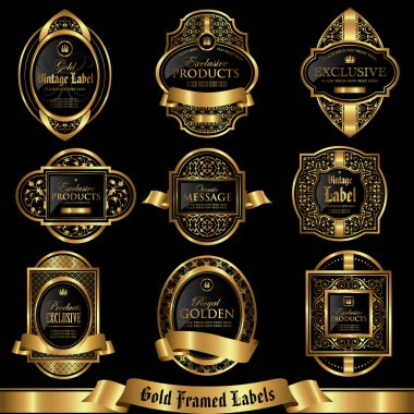 Gold framed labels set 6 clipart