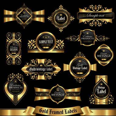 Gold framed labels set 7