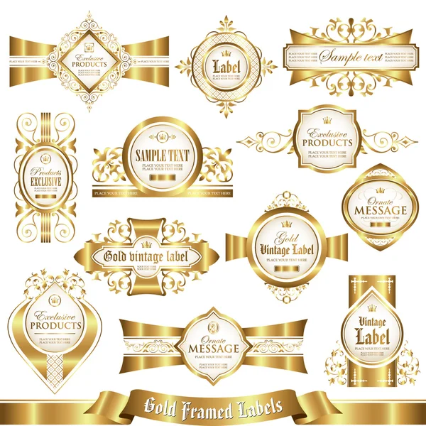 White gold-framed labels set 4 — Stock Vector