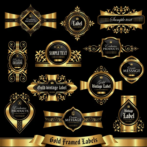 Gouden ingelijst etiketten instellen 7 Rechtenvrije Stockillustraties