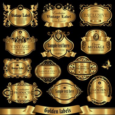 Golden labels set 1 clipart