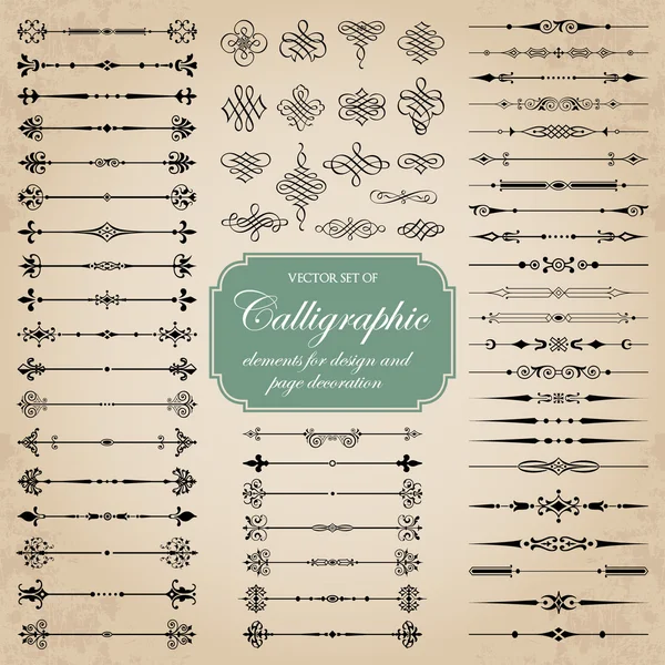 Dekorasyon tasarım ve sayfa için kaligrafi öğeleri kümesi vektör