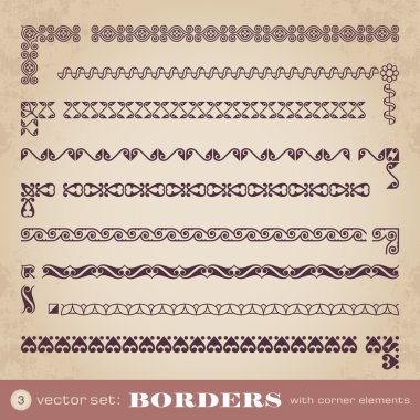 köşe elemanları ile-sınırları 3 set