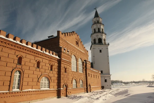 Nevyansk. Tower Demidova and Transfiguration Cathedral. — Stock Photo, Image