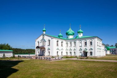 Tanrı 'nın Dönüşümü Katedrali Trinity Alexander-Svirsky Manastırı' nda. Staraya Sloboda köyü. Lodeynopolsky bölgesinde. Leningrad bölgesi. - Rusya. 12 Temmuz 2021