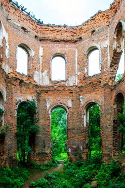 Potemkin 'in sarayının kalıntıları. İçeriden. Gostilitsa Malikanesi. Gostilitsy köyü. Lomonosov bölgesi. Leningrad bölgesi. - Rusya. 14 Ağustos 2021