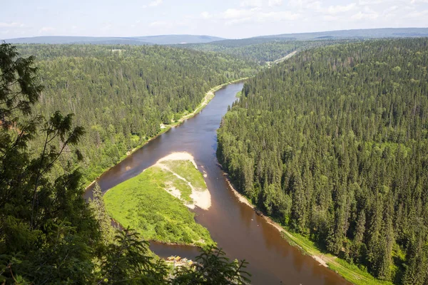 Vue Sur Rivière Usva Depuis Les Piliers Usva Territoire Perm — Photo
