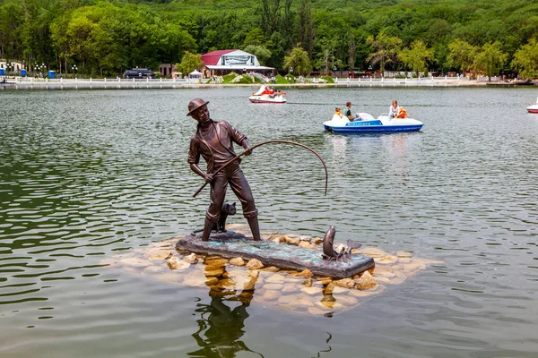 Kunstobjekt Ist Die Skulptur Der Fischer Und Die Fischerkatze Parksee — Stockfoto