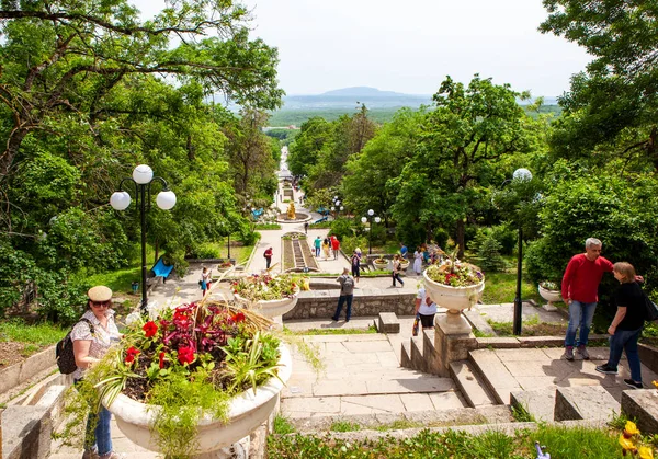 Escadaria Cascata Parque Resort Zheleznovodsk Região Stavropol Rússia Maio 2021 — Fotografia de Stock
