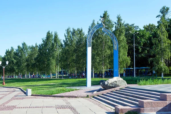 Sculpture Unity Embankment Lake Onega Petrozavodsk Republic Karelia Russia July — 图库照片