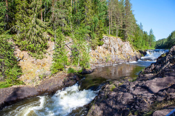 Waterfall "Kivach". Republic of Karelia. Russia. 12 July 2021