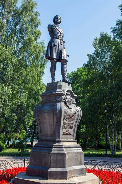 Monument Peter 1873 Petrozavodsk Republic Karelia Russia July 2021 — Fotografia de Stock