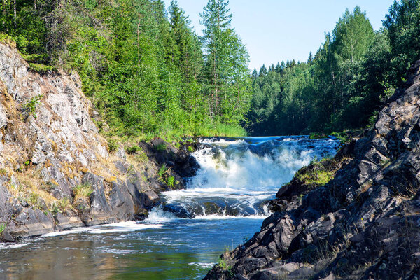 Waterfall "Kivach". Republic of Karelia. Russia. 12 July 2021