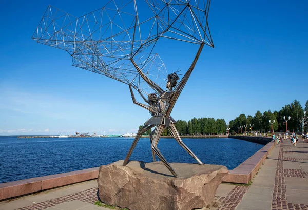 Beeldhouwkunst Vissers Dijk Van Het Onega Meer Petrozavodsk Republiek Karelië — Stockfoto