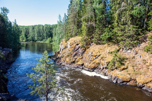 Suna Floden Vattenfall Kivach Republiken Karelen Ryssland Juli 2021 — Stockfoto