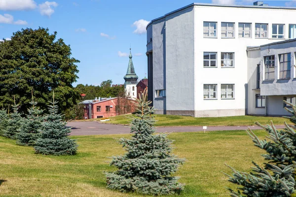 Exhibition Center Hermitage Vyborg Town Hall Tower View Alley Panzerlax — Stock Photo, Image