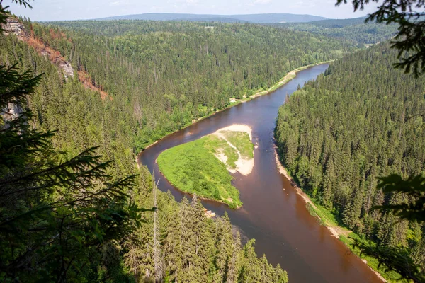 Vue Sur Rivière Usva Depuis Les Piliers Usva Territoire Perm — Photo