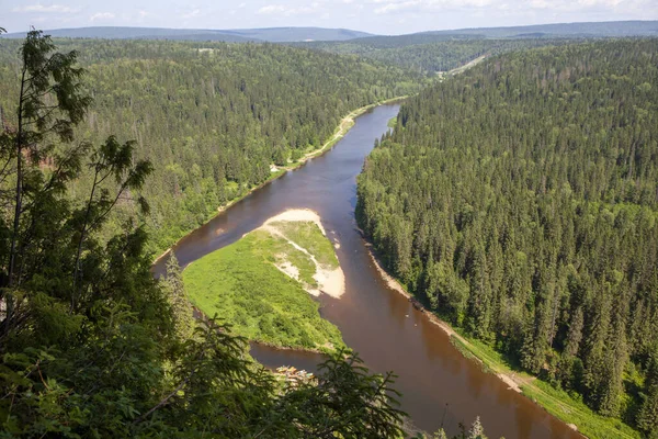 Usva Sütunlarından Usva Nehrinin Manzarası Perma Bölgesi Rusya Haziran 2021 — Stok fotoğraf
