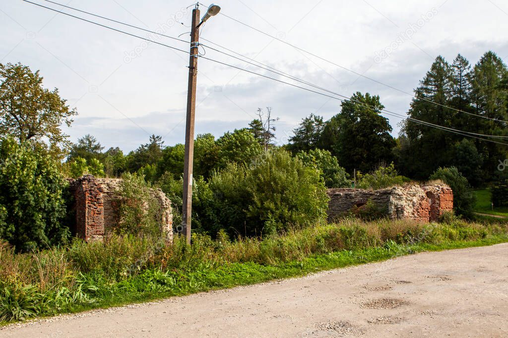 Ruins of Burchard Minich's water mill and power plant. Manor of Gostilitsa. The village of Gostilitsy. Lomonosov district. Leningrad region. Russia. August 14, 2021