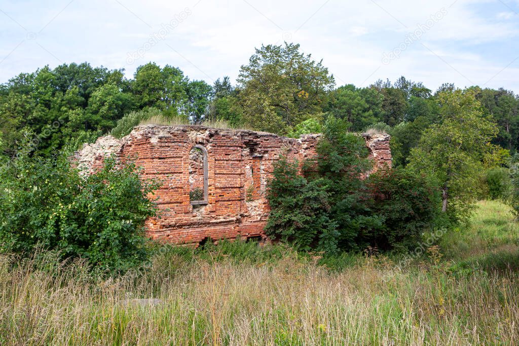 Ruins of Burchard Minich's water mill. Manor of Gostilitsa. The village of Gostilitsy. Lomonosov district. Leningrad region. Russia. August 14, 2021