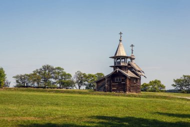 Başmelek Michael 'ın Şapeli. Kizhi Adası. Karelia Cumhuriyeti. - Rusya. 11 Temmuz 2021