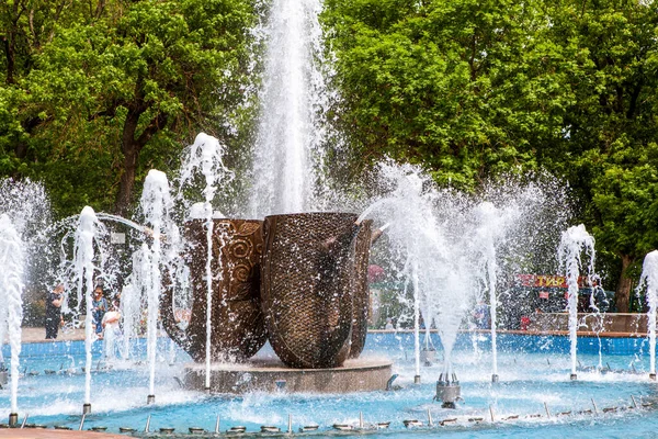 Una Fuente Con Círculos Sala Bombas Cerca Fuente Smirnovsky Parque — Foto de Stock